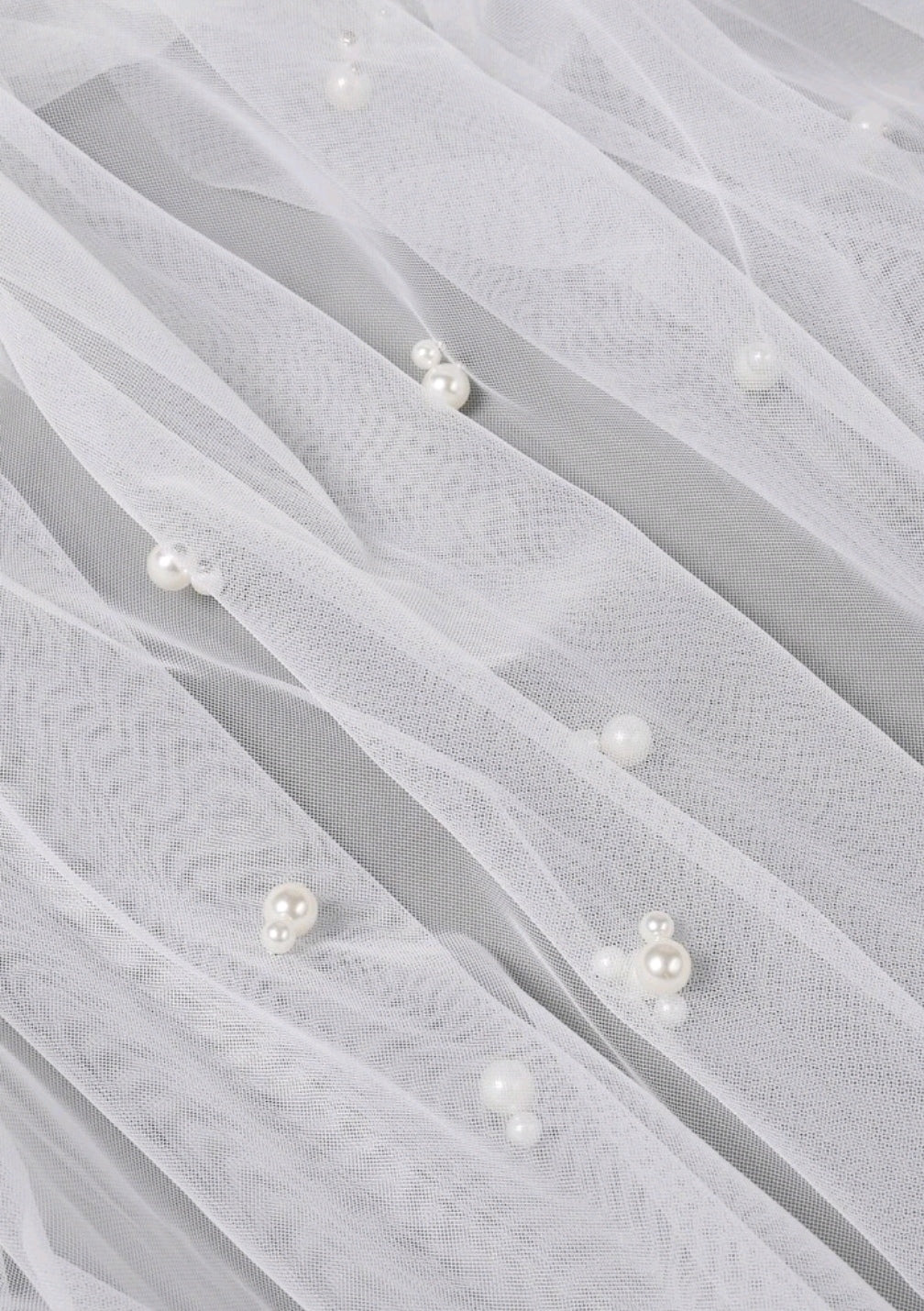Faux Pearl Detail Bridal Veil - Beige
