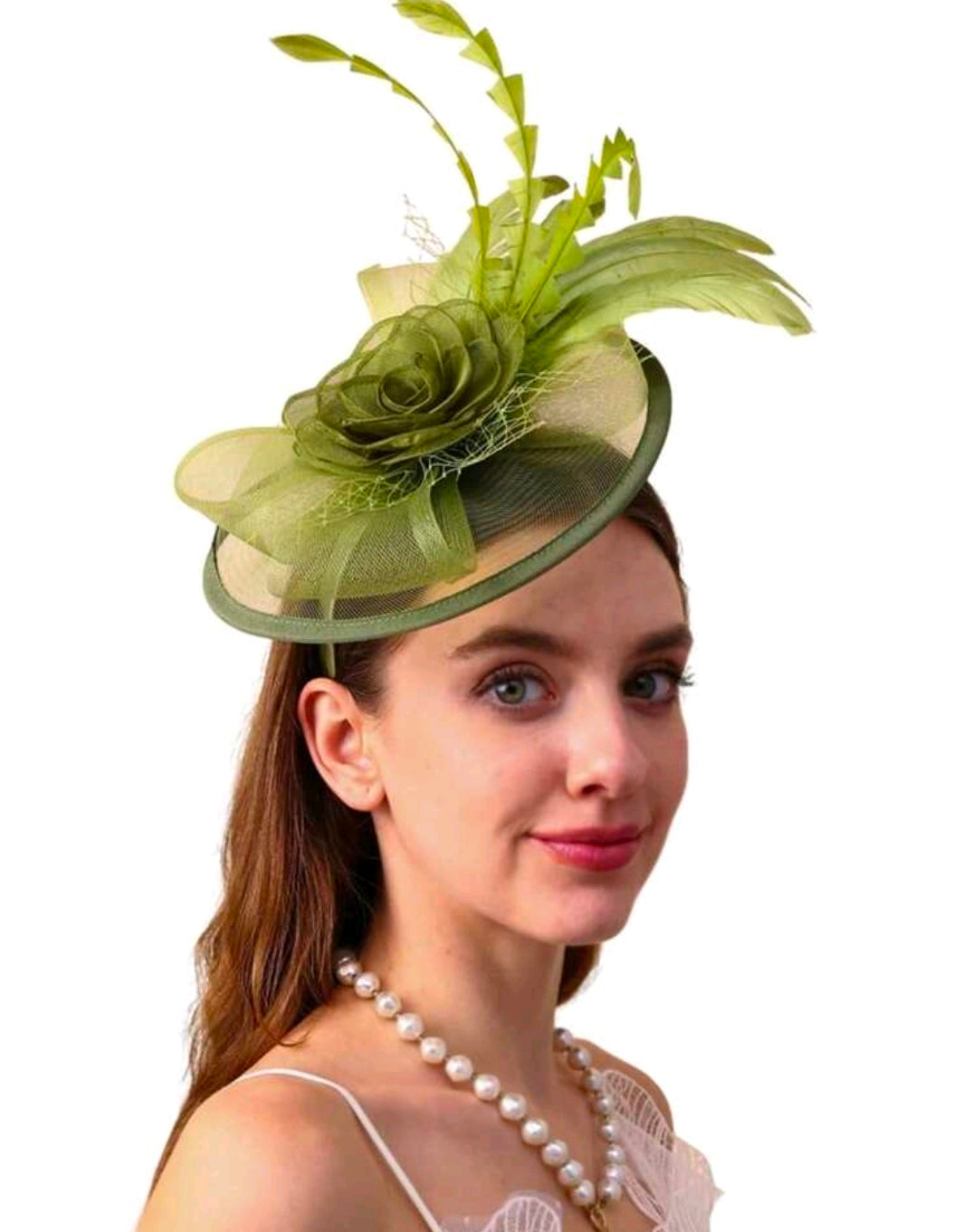 Green Grass Flower Mesh Fascinator