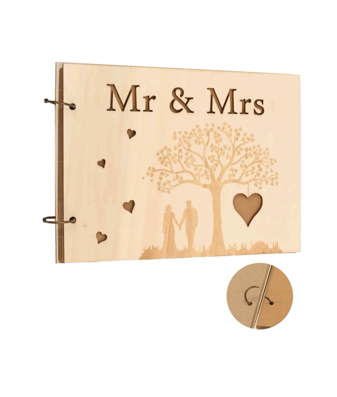 Tree & Heart Pattern Wooden Guestbook
