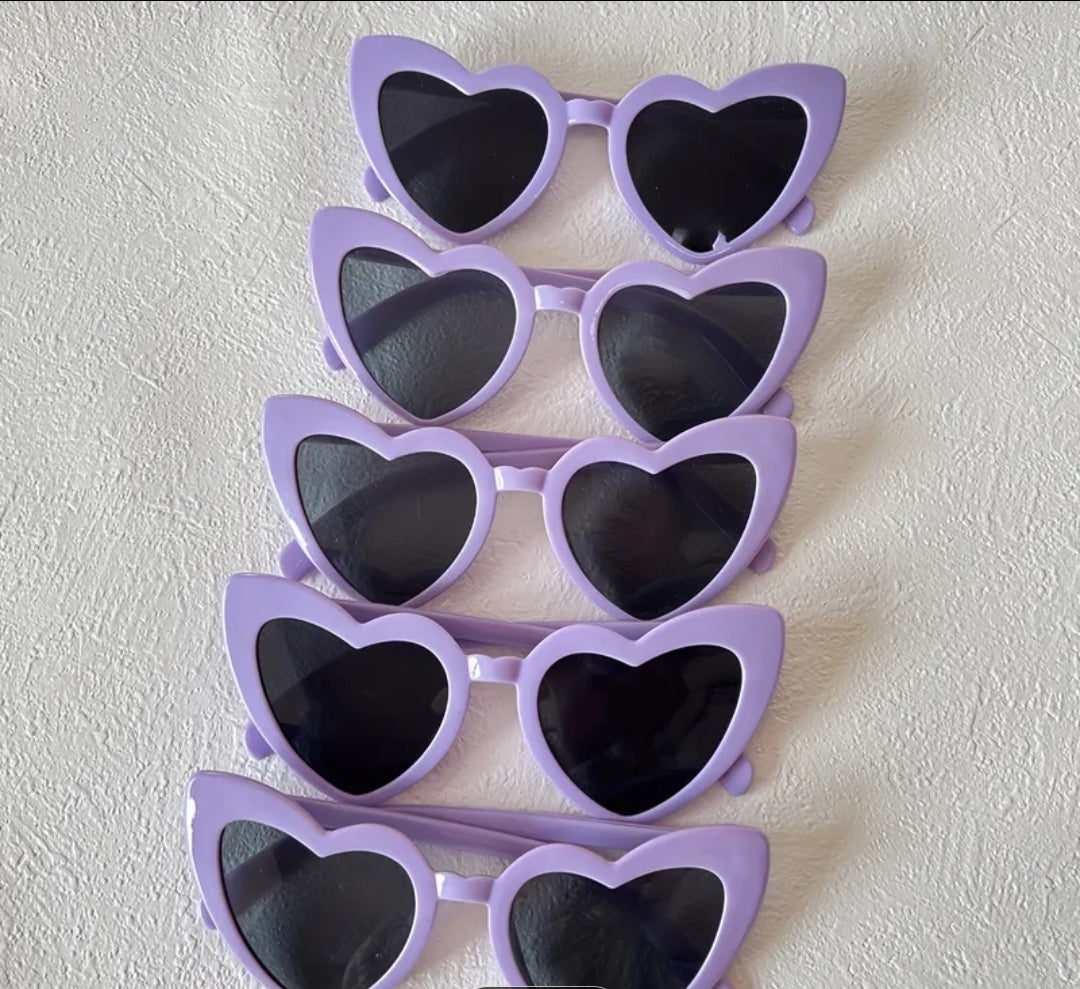 5pc Heart Shaped Glasses For Wedding Team - purple