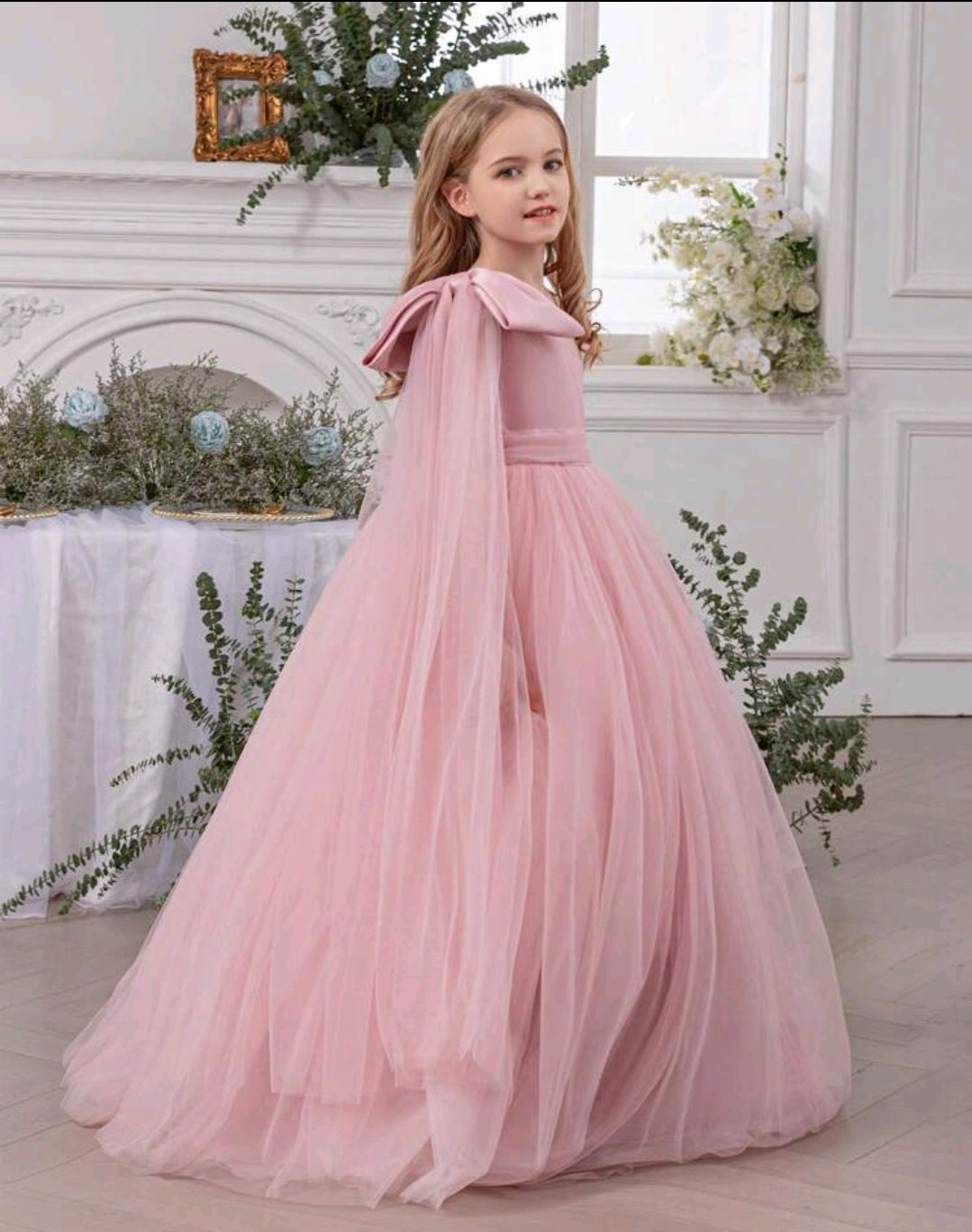 Tween Girl's One Shoulder Tulle Bow Decor Drsss