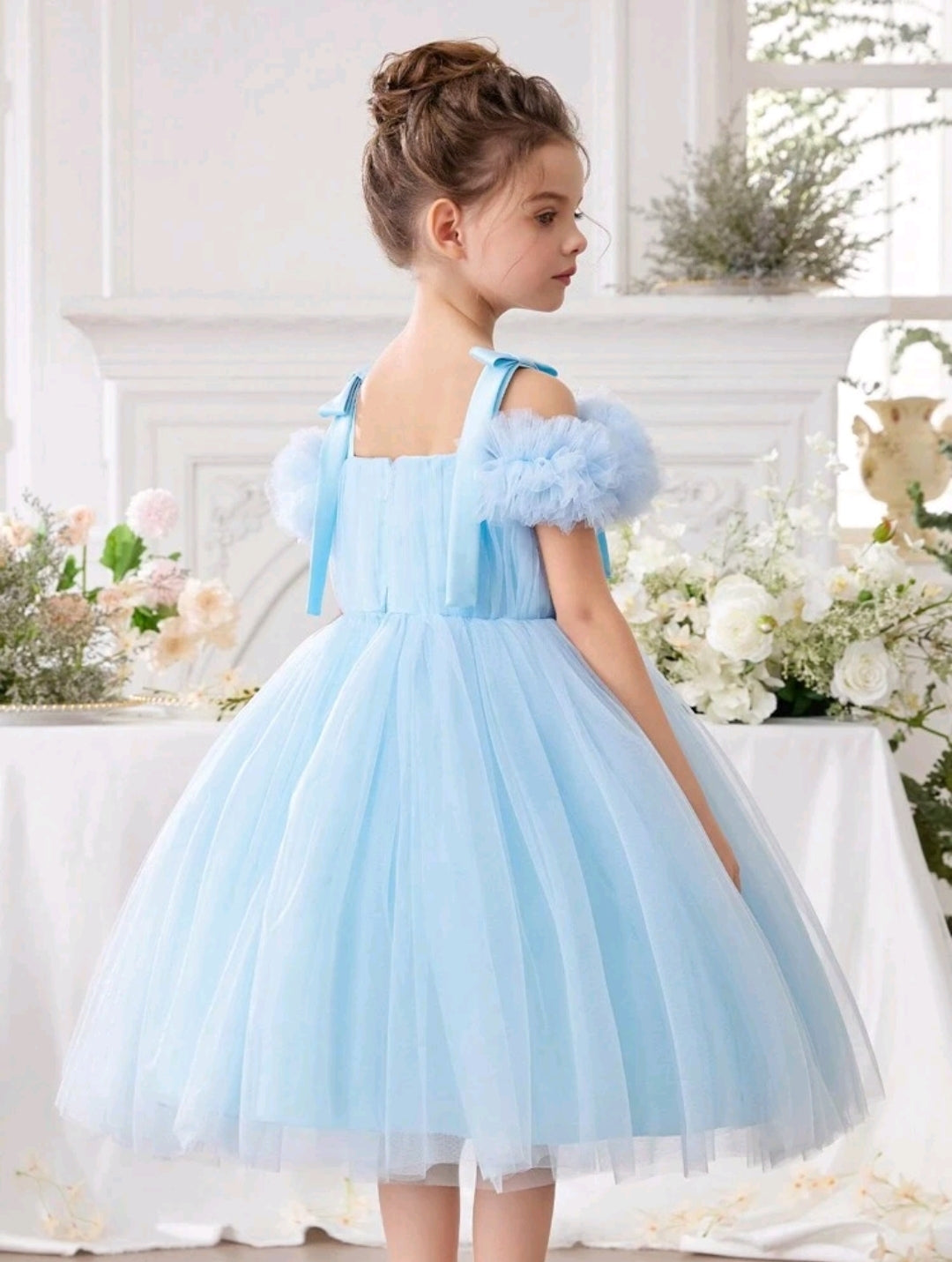 Spaghetti Strap Bowknot Tulle Dress
