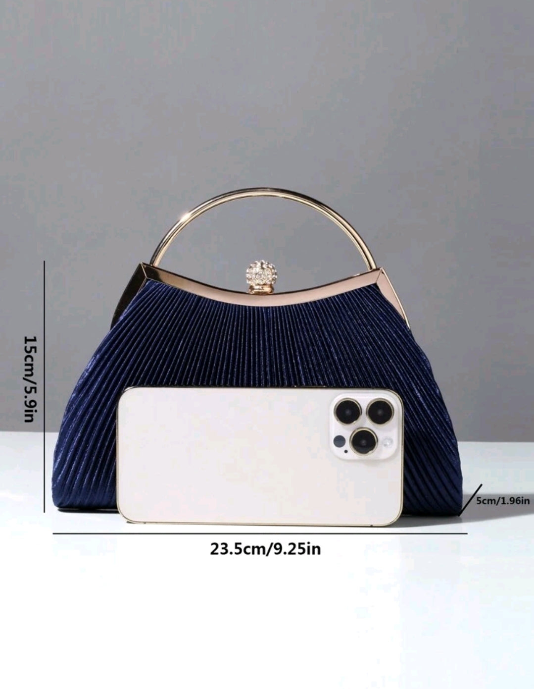 Rhinestone Decorated Fashion Metallic Evening Clutch Bag