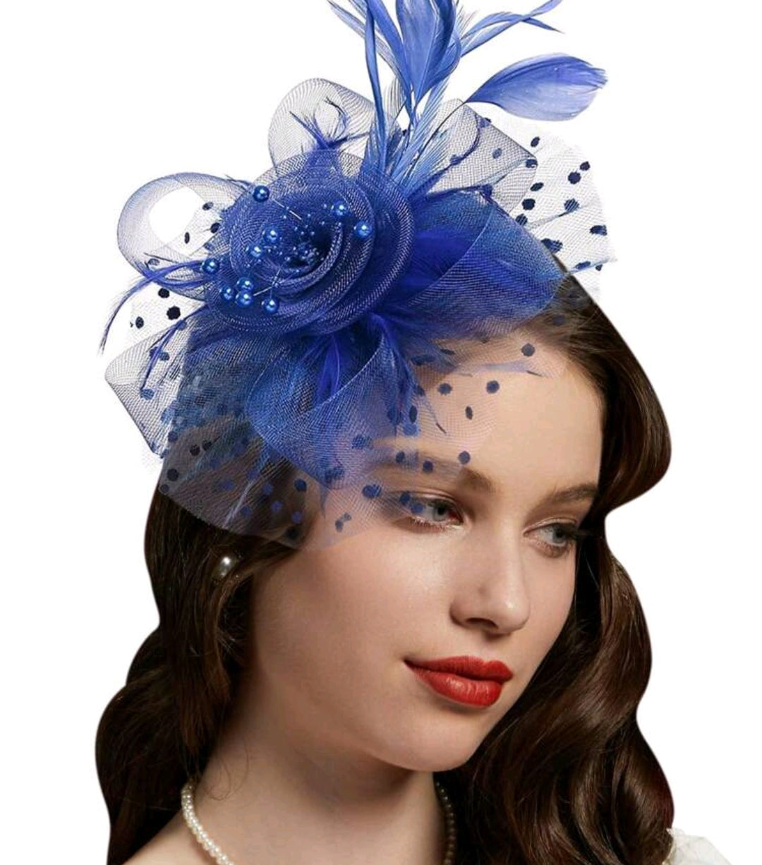 Wedding Fascinator Flower Decor Navy