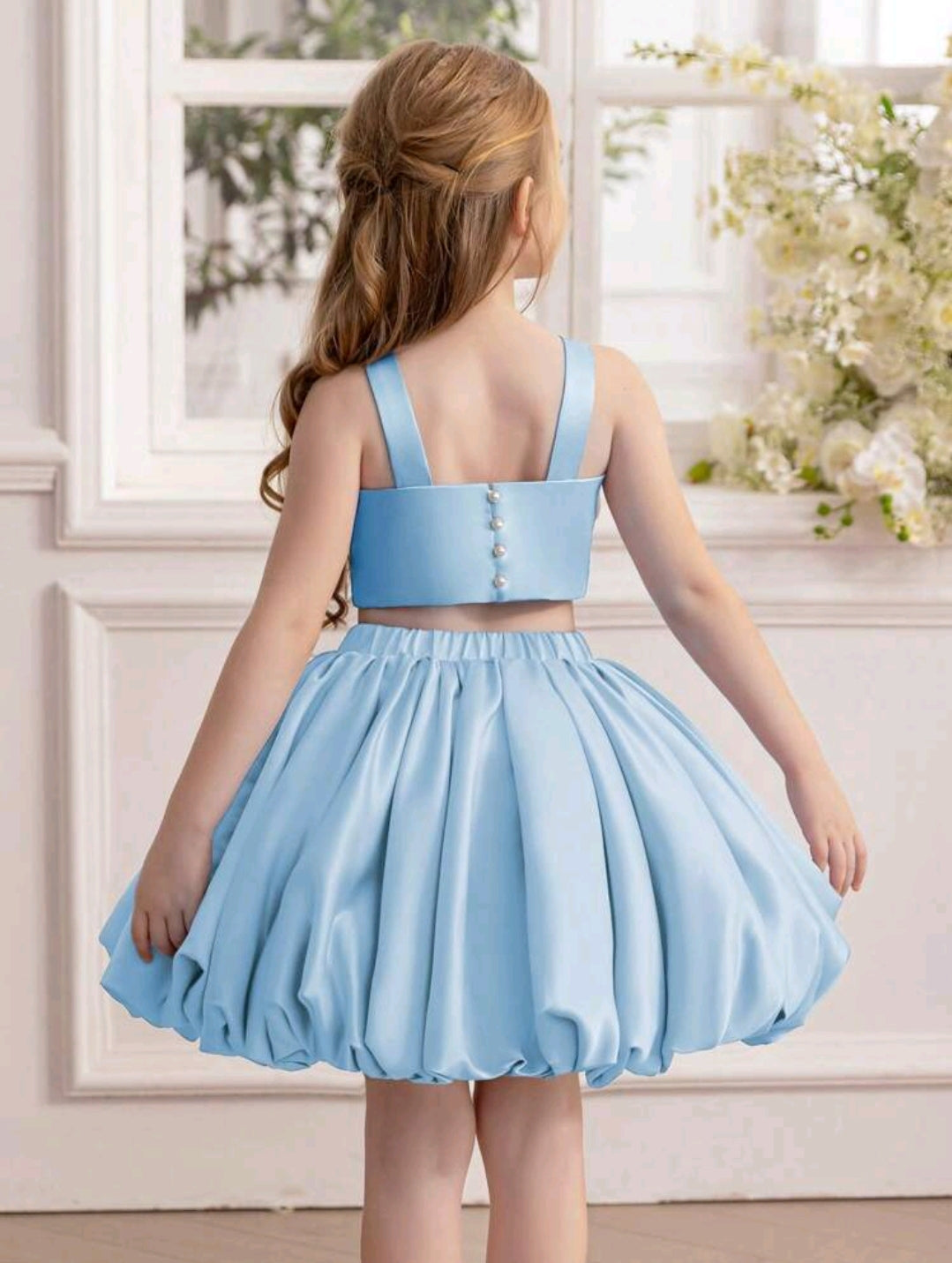 3D Floral Camisole 2 Piece Set For Girls