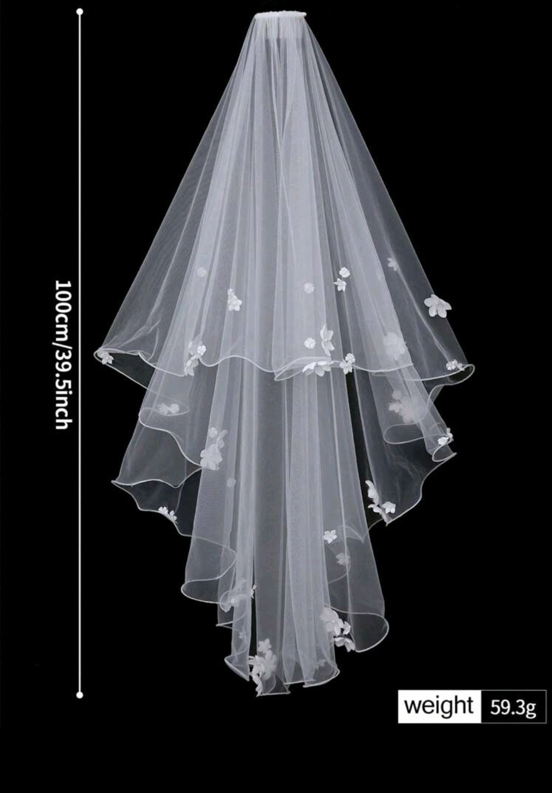 Embroidered Edge Double Layer Bridal Wedding Veil