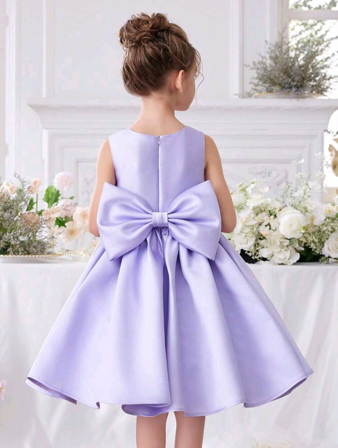 Girls Beaded Bowknot Party Dress