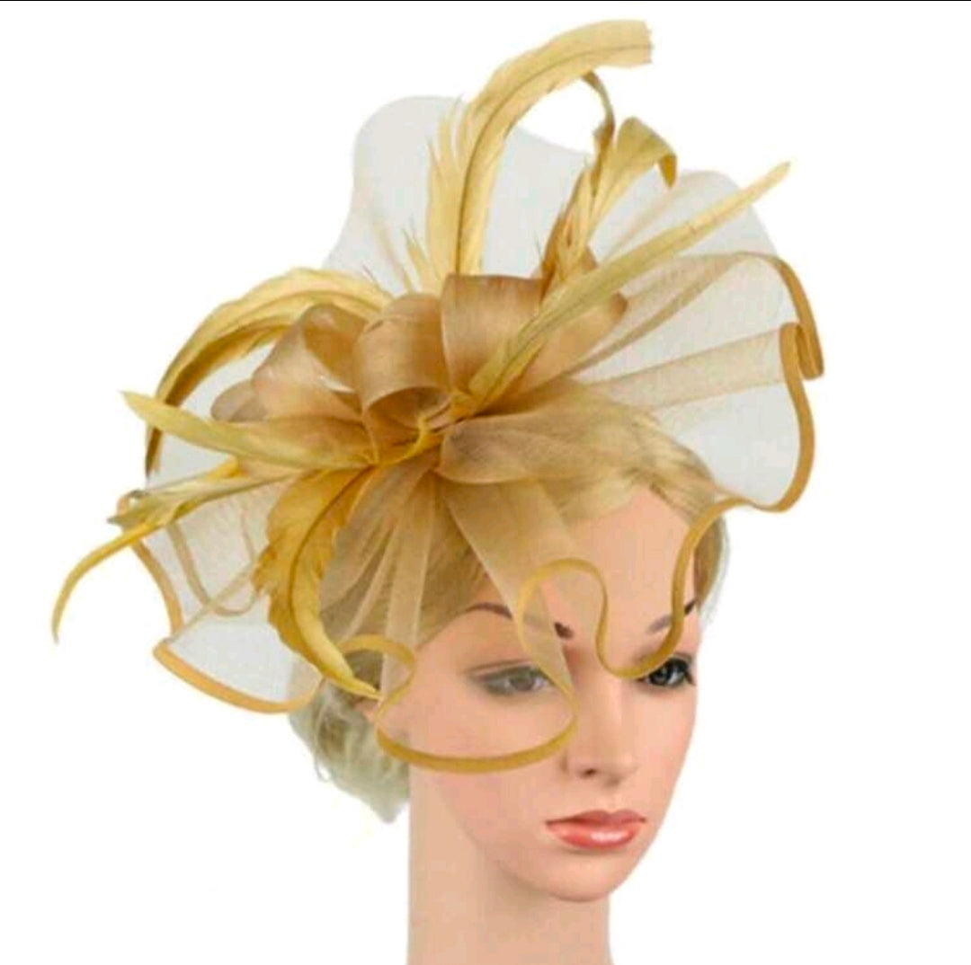 Feather Fascinator Gold