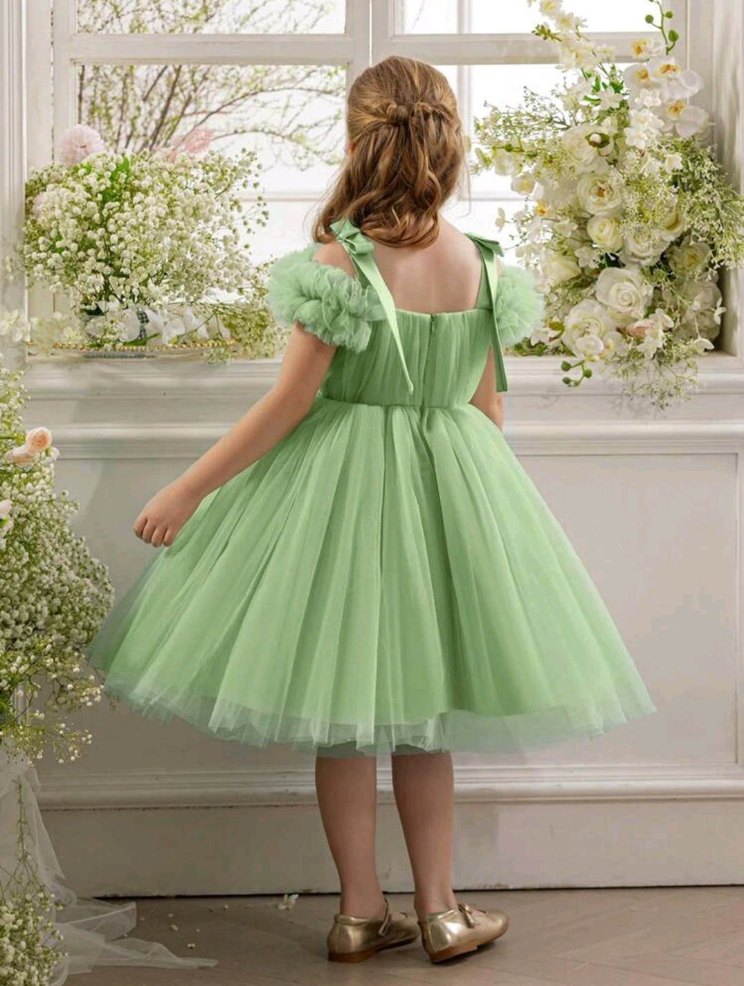 Spaghetti Strap Bowknot Tulle Dress