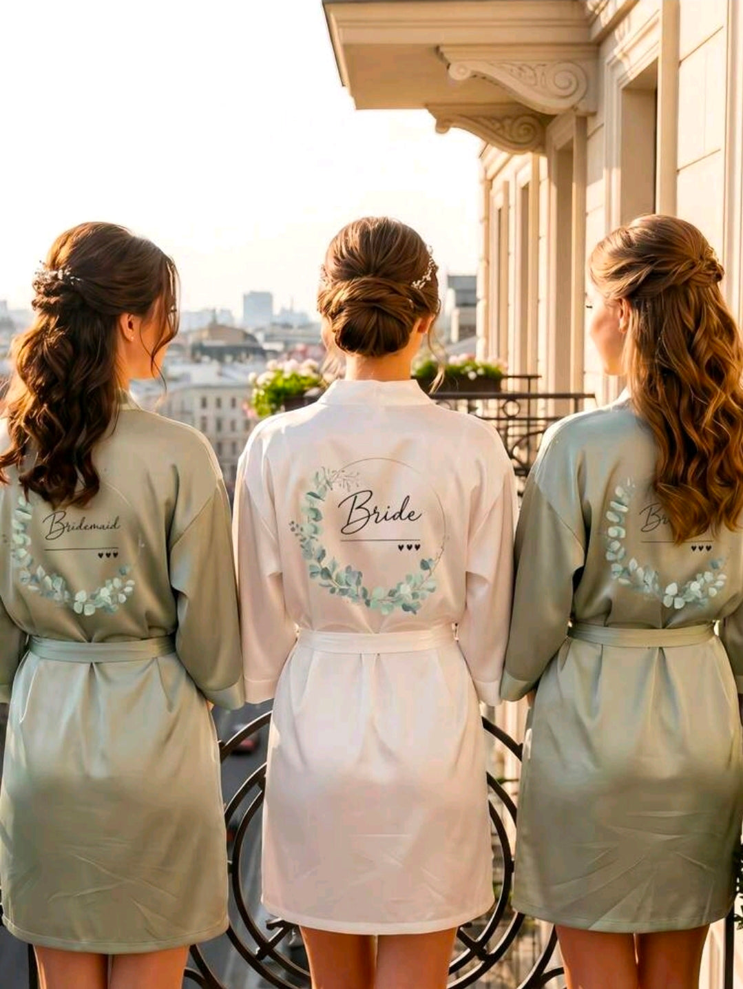 Bride Belted Robe White & Florals
