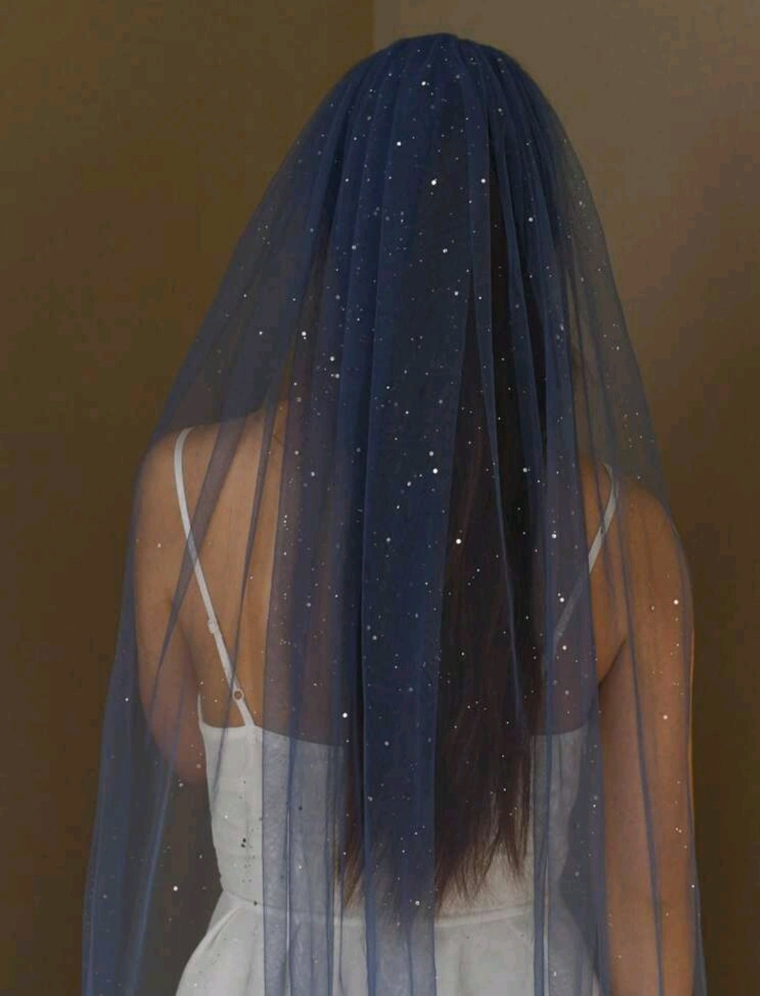 Glitter Navy Bridal Veil