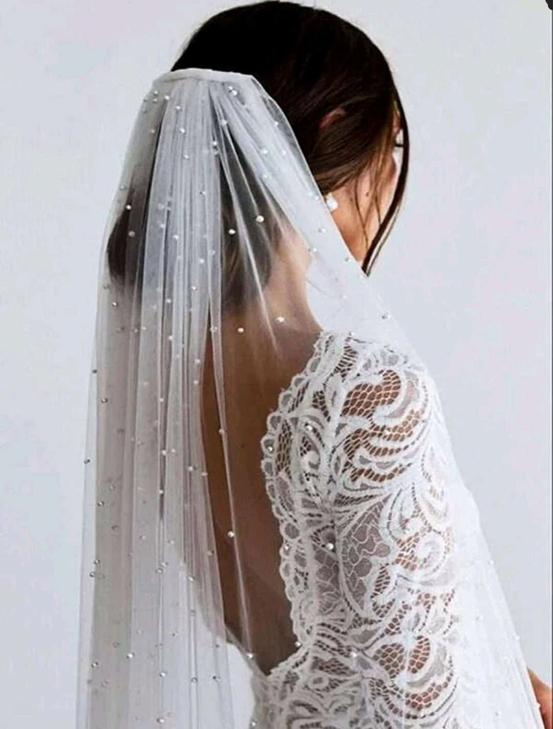 Pearl Bridal Veil Hair with Comb