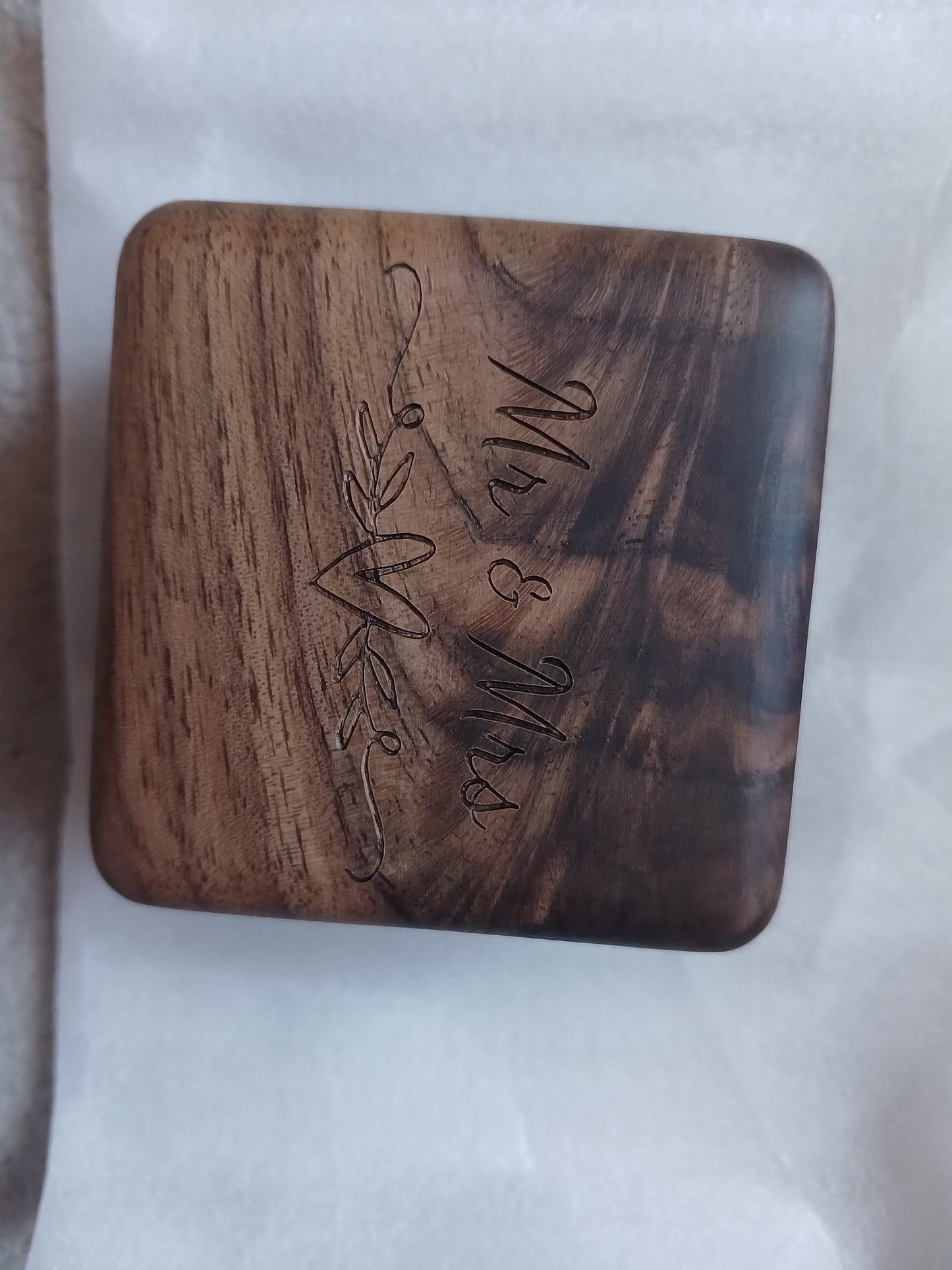 Mr & Mrs Wooden Ring Holder Box