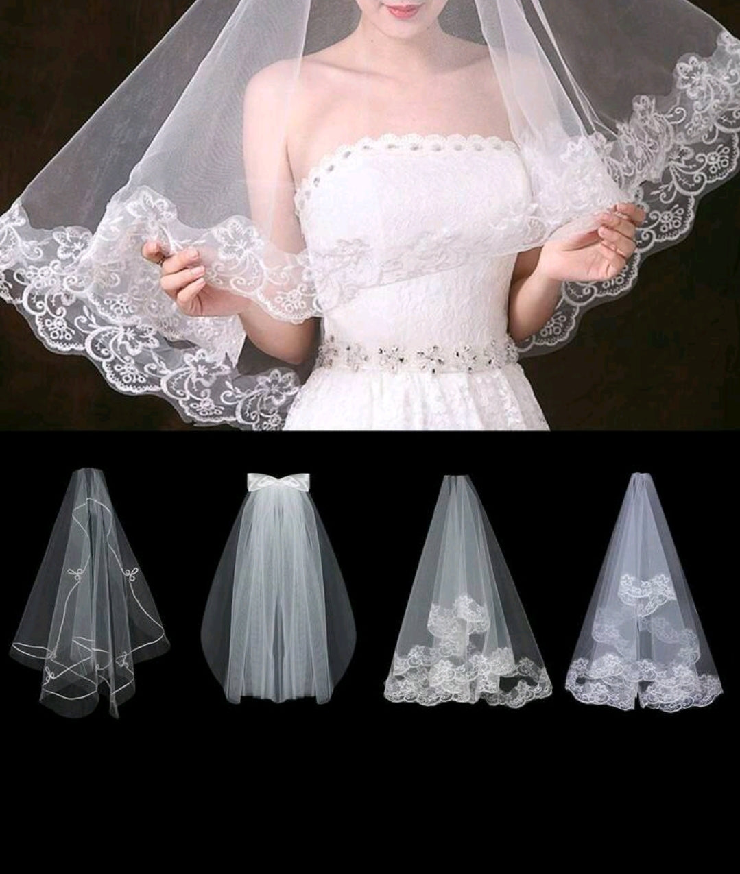 Tulle Simple Bachelorette Party Lace Edge Wedding Veil