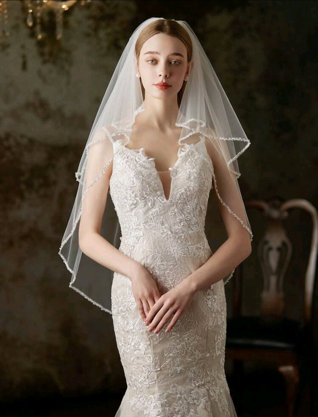 Double Layered Mesh Veil with Hair Comb Attached