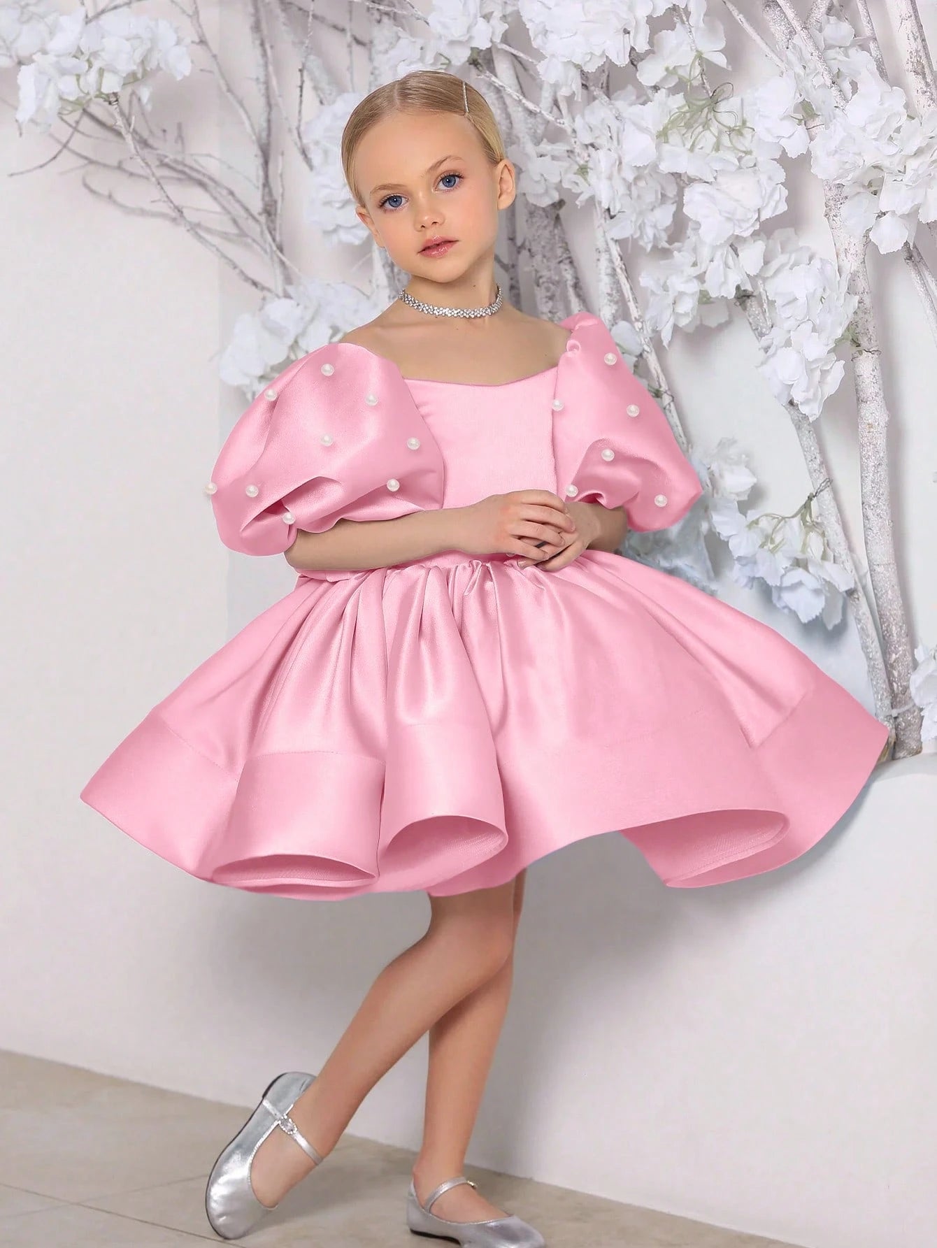 Tween Girls Bishop Sleeve Bow Design Easter Party Dress