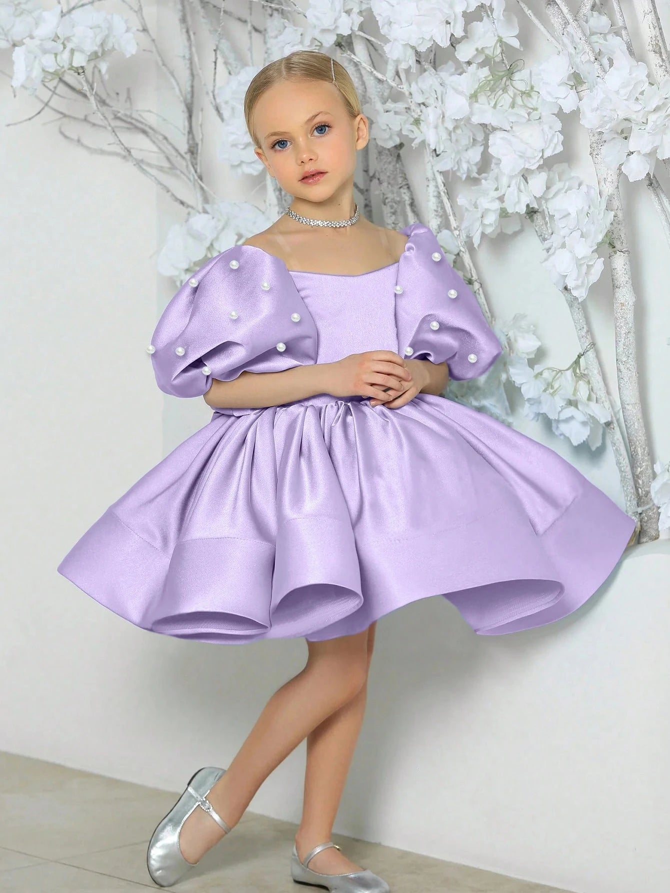 Tween Girls Bishop Sleeve Bow Design Easter Party Dress