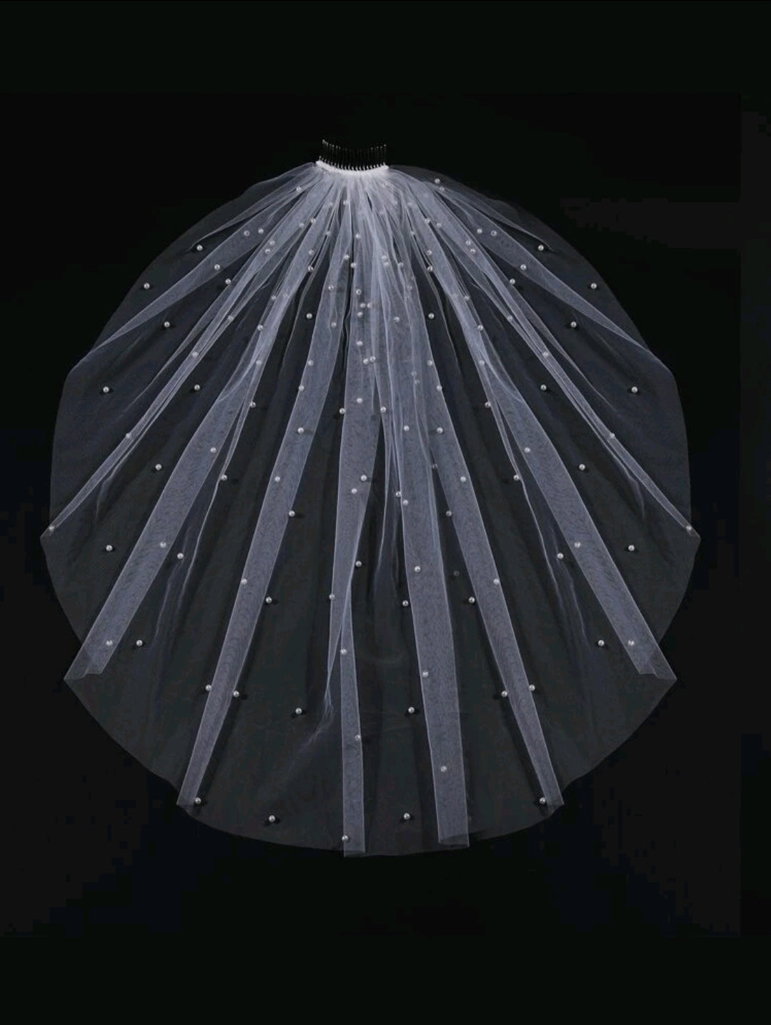 Short Faux Pearl Bridal Veil With Hair Comb