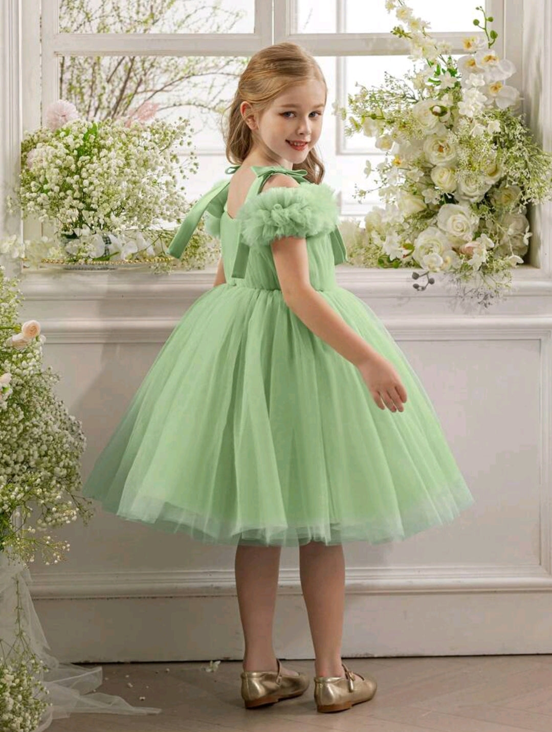 Spaghetti Strap Bowknot Tulle Dress