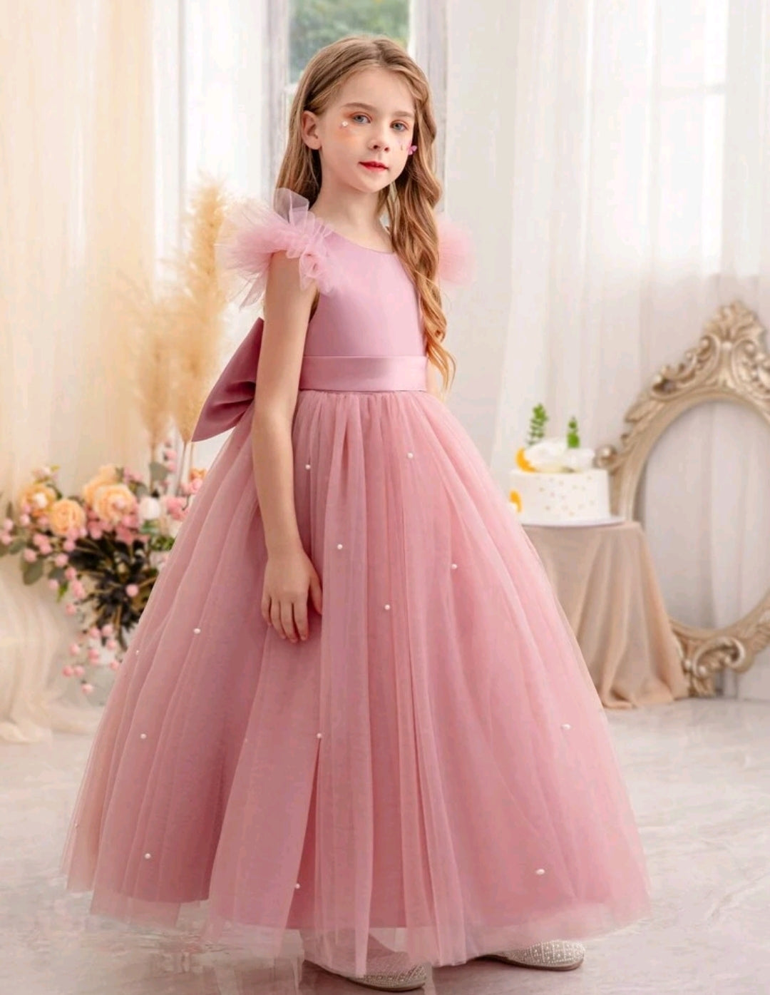 Tween Girls' Beaded Bowknot Princess Dress Orchid