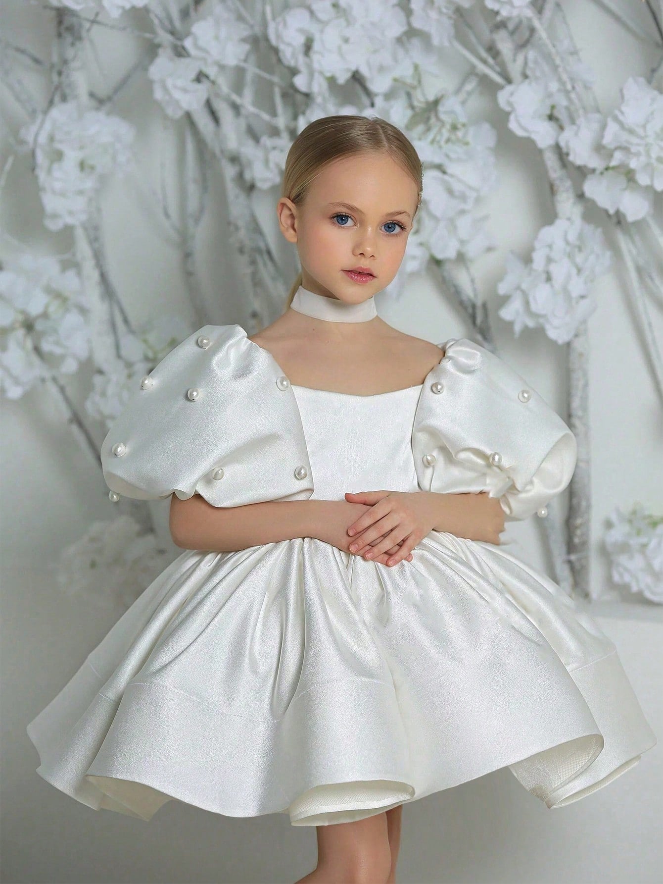 Tween Girls Bishop Sleeve Bow Design Easter Party Dress