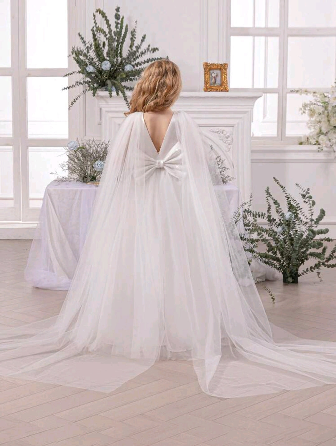 Tween Girl Glitter Bow Tulle Party Dress
