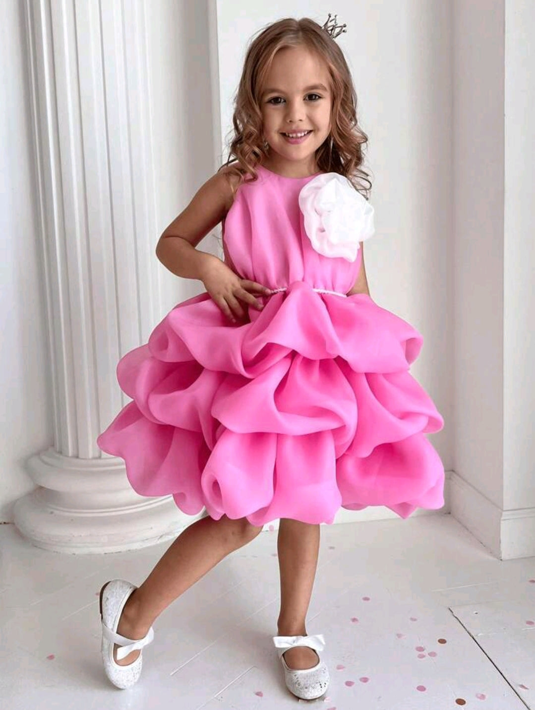 3D Floral Beaded Mesh Princess Dress