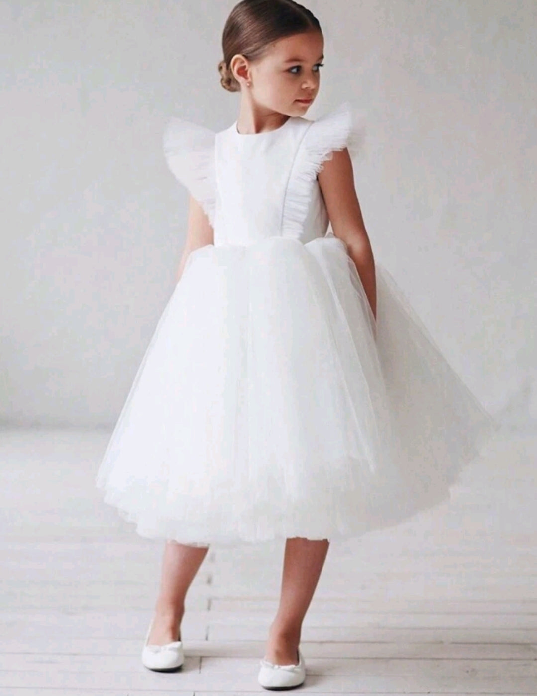Tween Girls Elegant Tulle Dress White