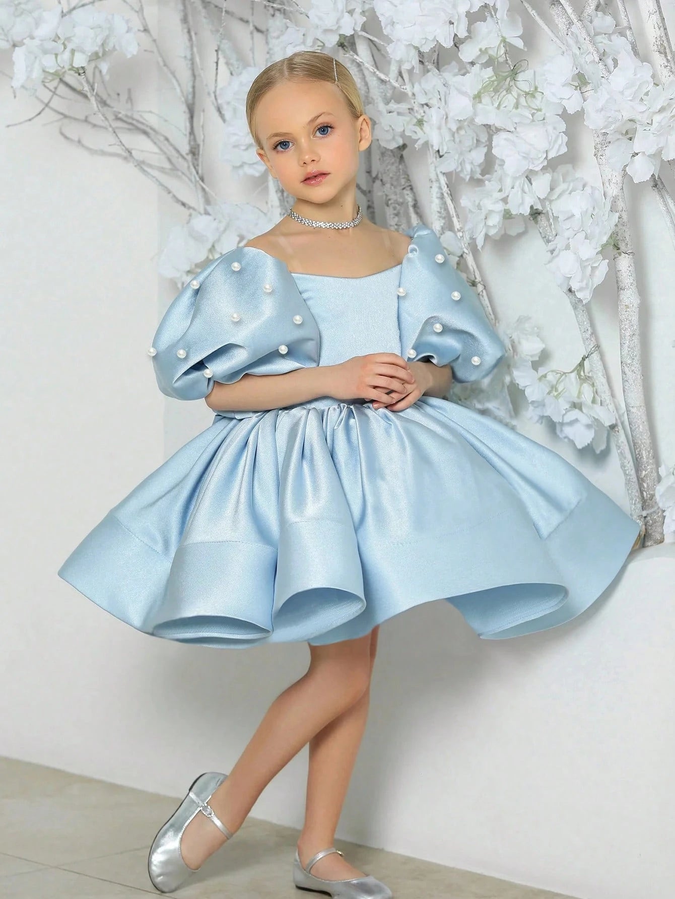 Tween Girls Bishop Sleeve Bow Design Easter Party Dress
