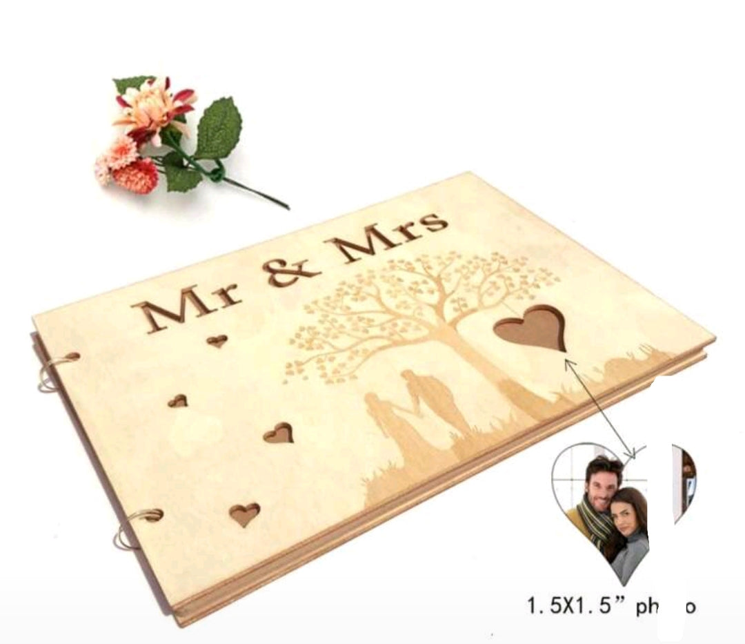 Mr & Mrs Wooden Guestbook 30 pages