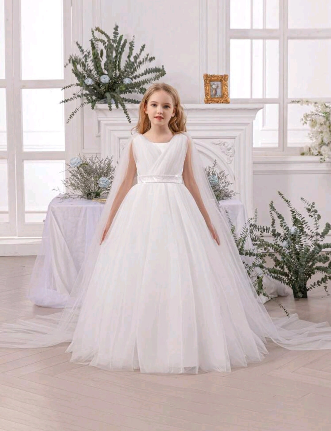 Tween Girl Glitter Bow Tulle Party Dress