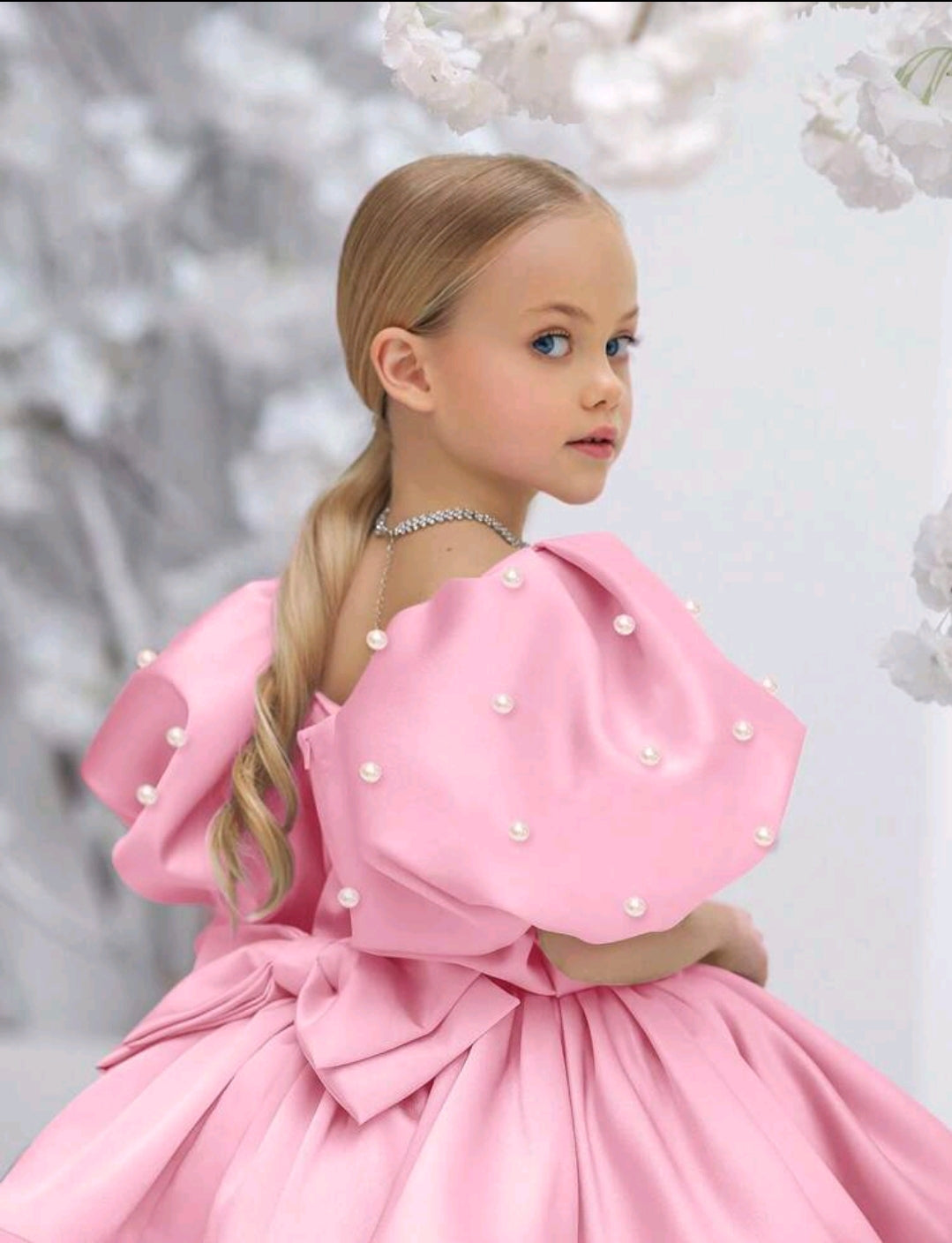 Tween Girls Bishop Sleeve Bow Design Easter Party Dress