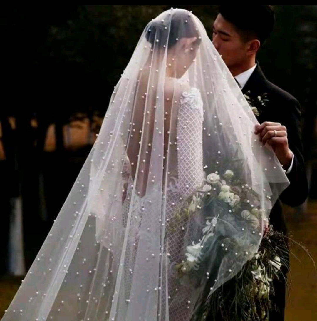 Pearl Wedding Veil without comb