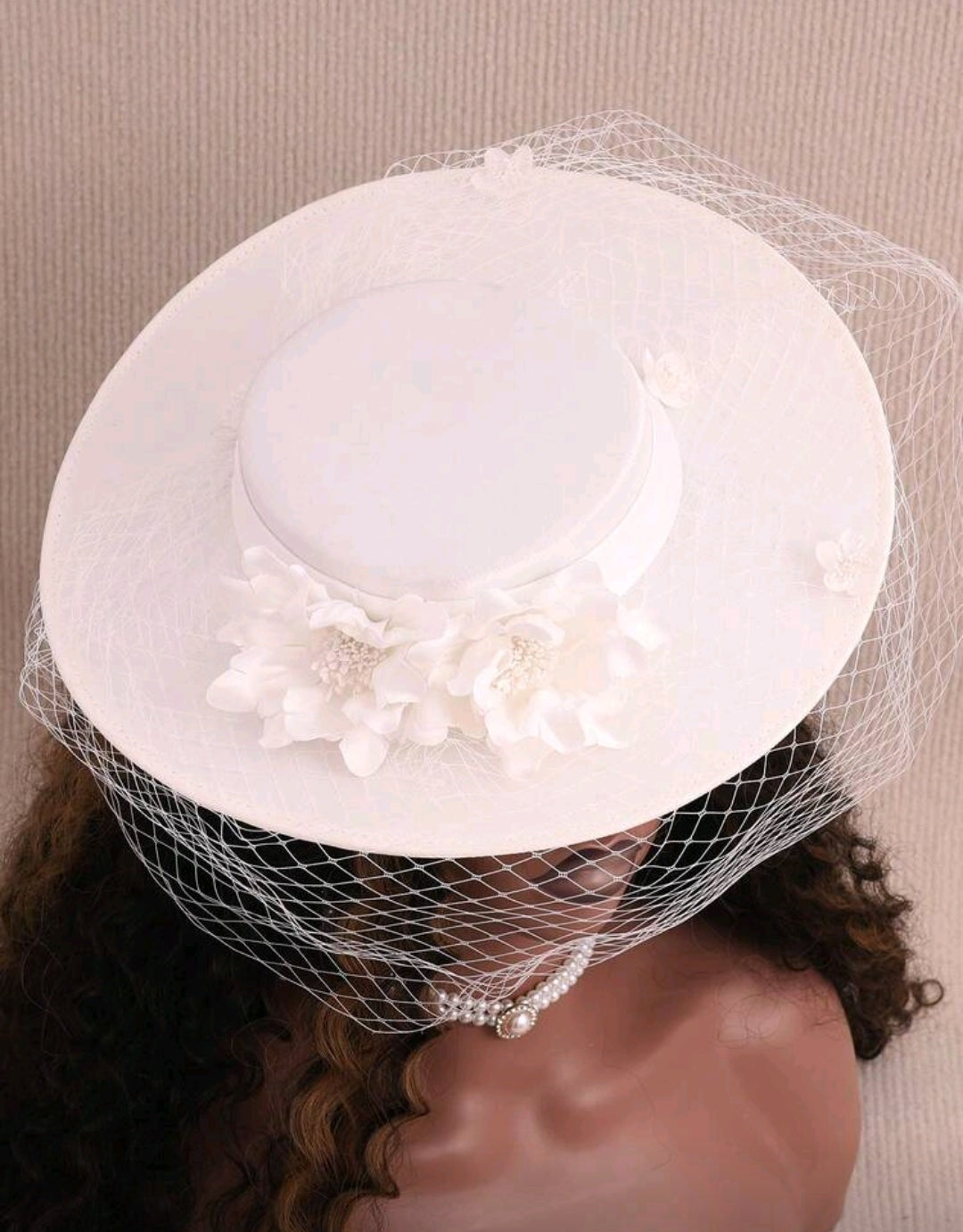 French Style Wedding Hat White