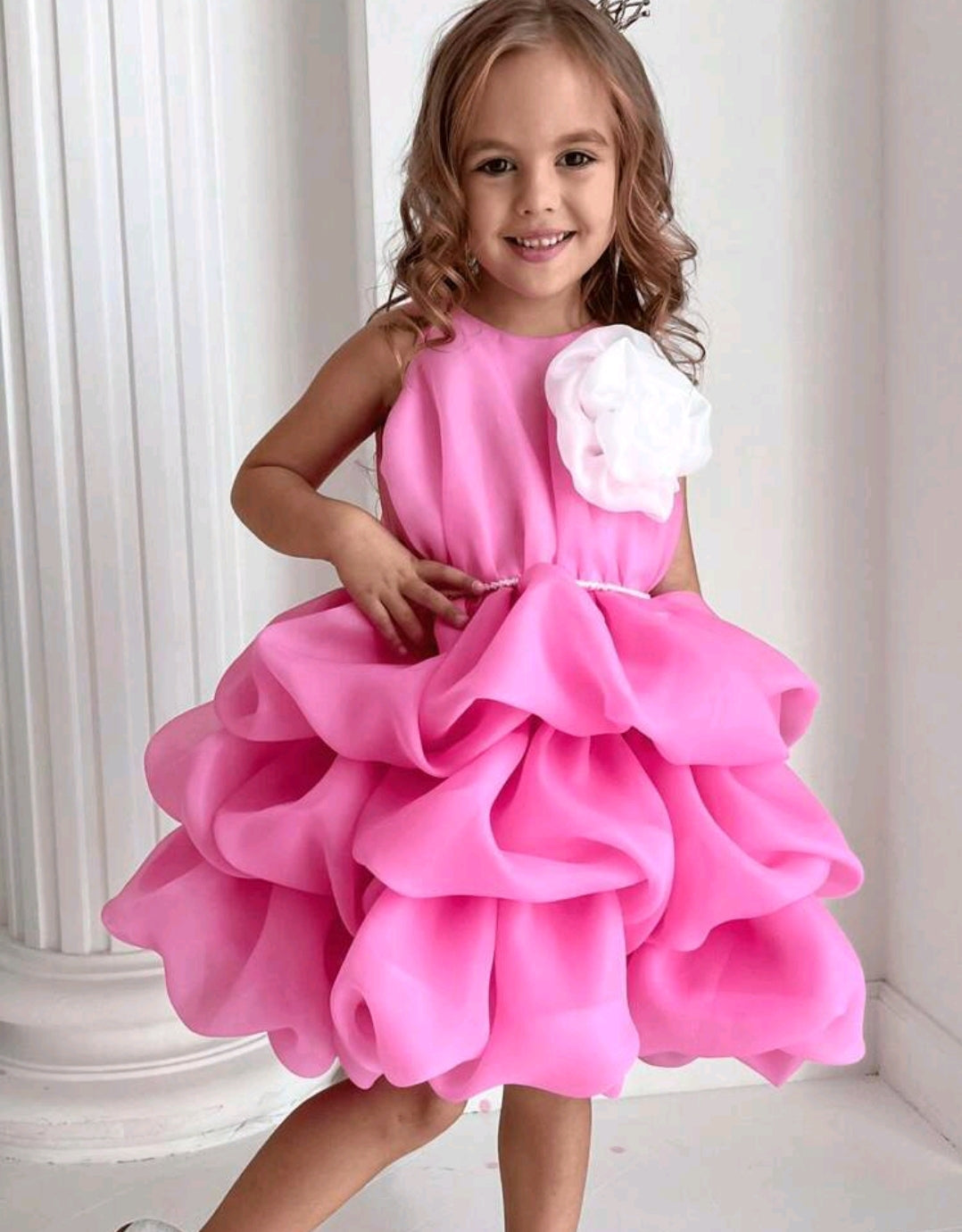 3D Floral Beaded Mesh Princess Dress