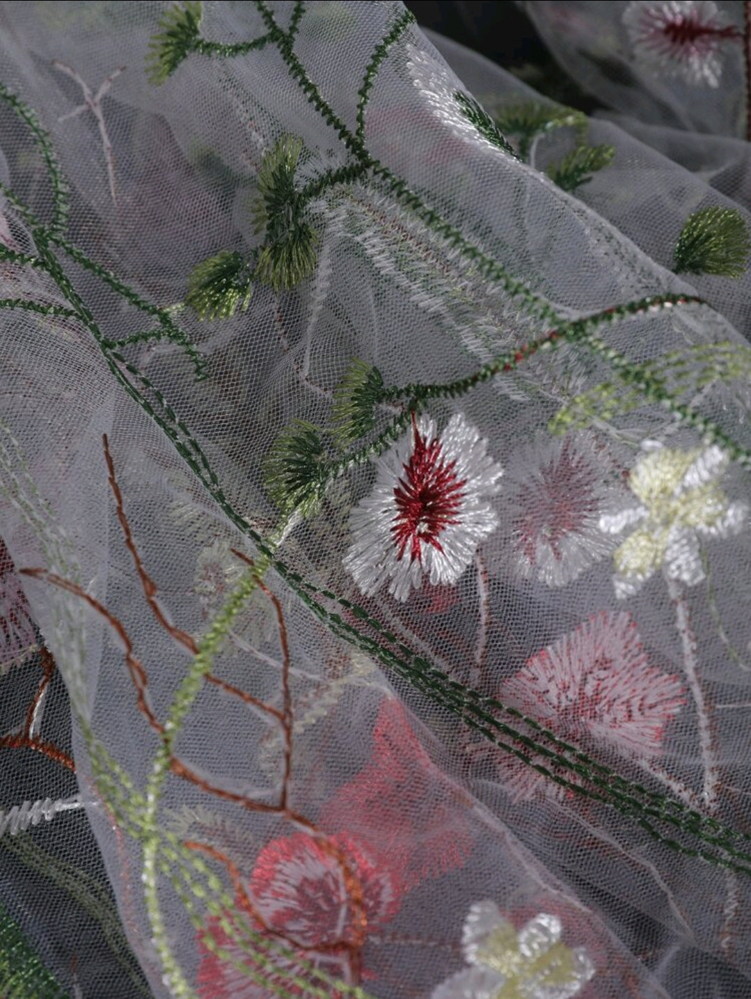 Embroidered Flower Leaf & Butterfly Long Bridal Veil