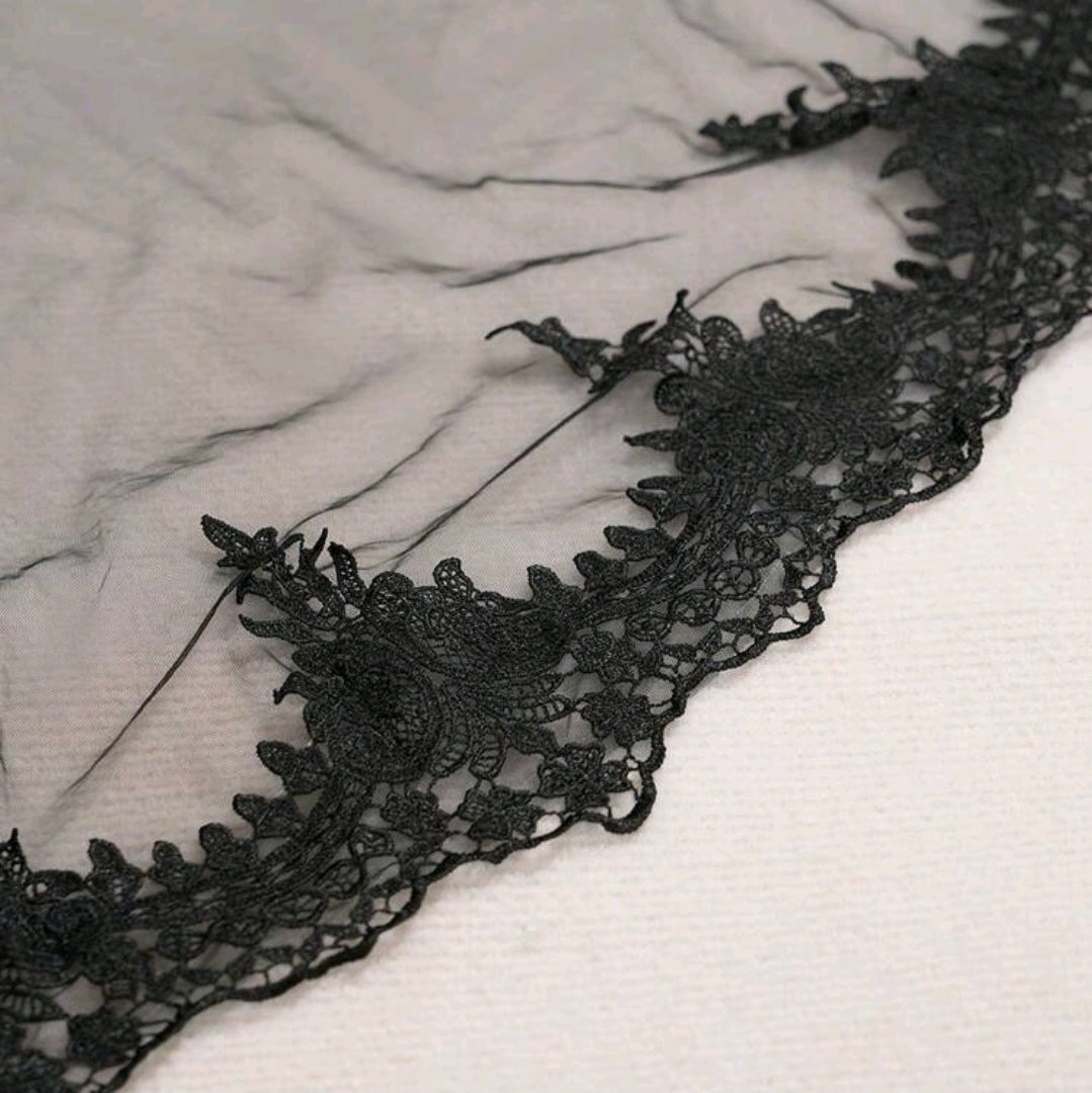 Handmade Lace Edge Bridal Veil Black Veil