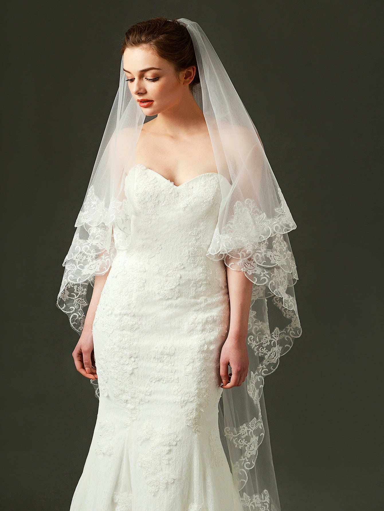 Floral Embroidered Bridal Veil