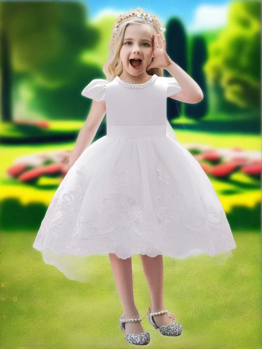 Girl's Formal Dress With Puffy Tulle Skirt