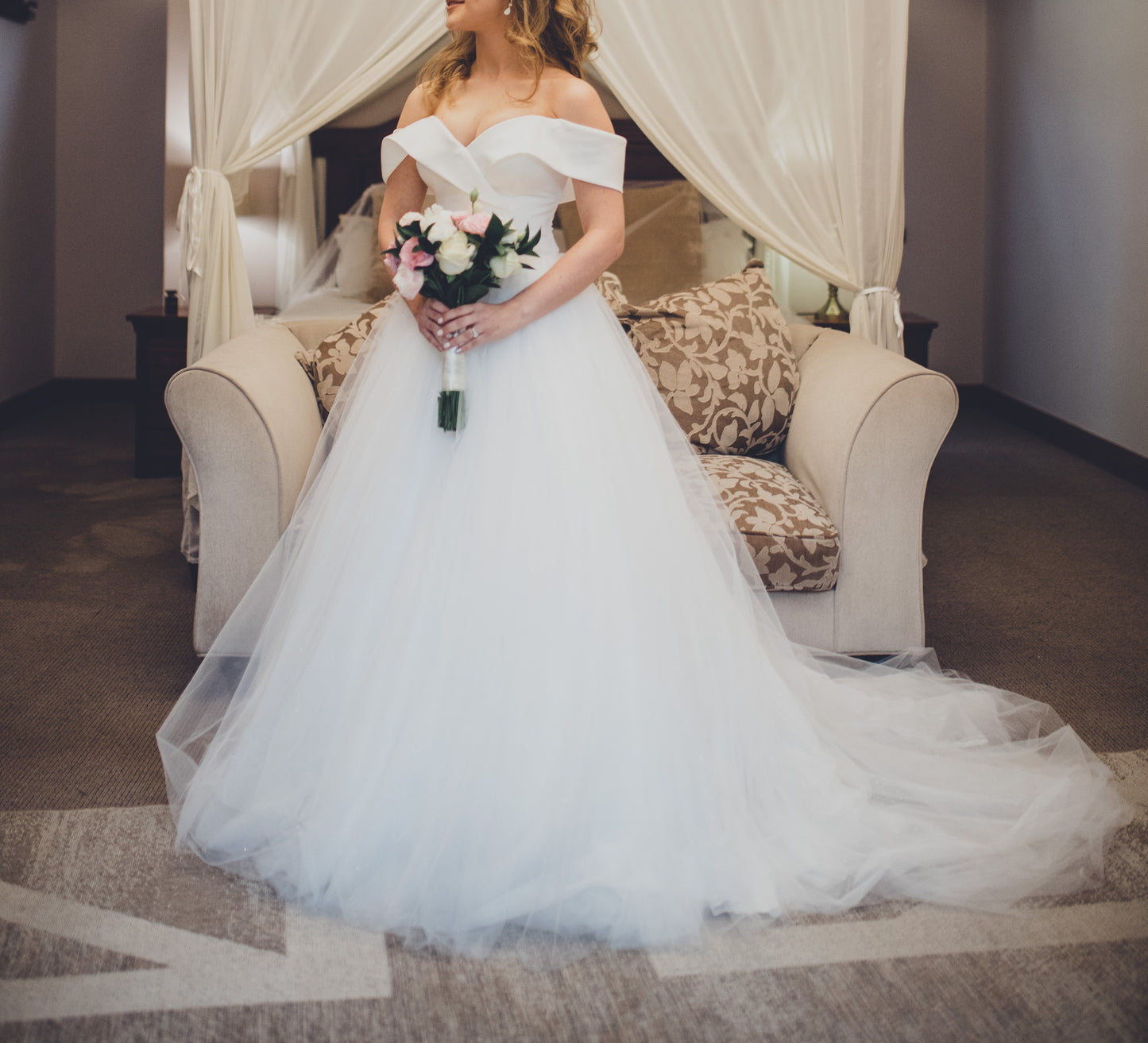 Romantic Off-the-Shoulder Sparkle Tulle Ballgown | Size 34