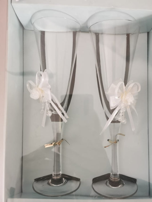 2pc set bridal wine glasses