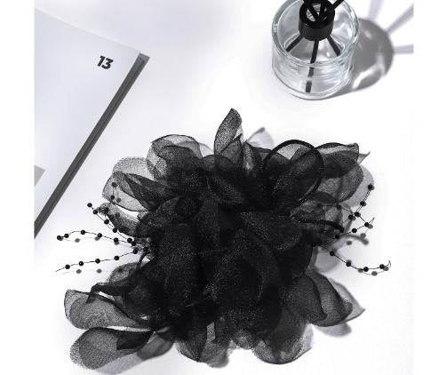 Ladies' Black Mesh Flower Clip