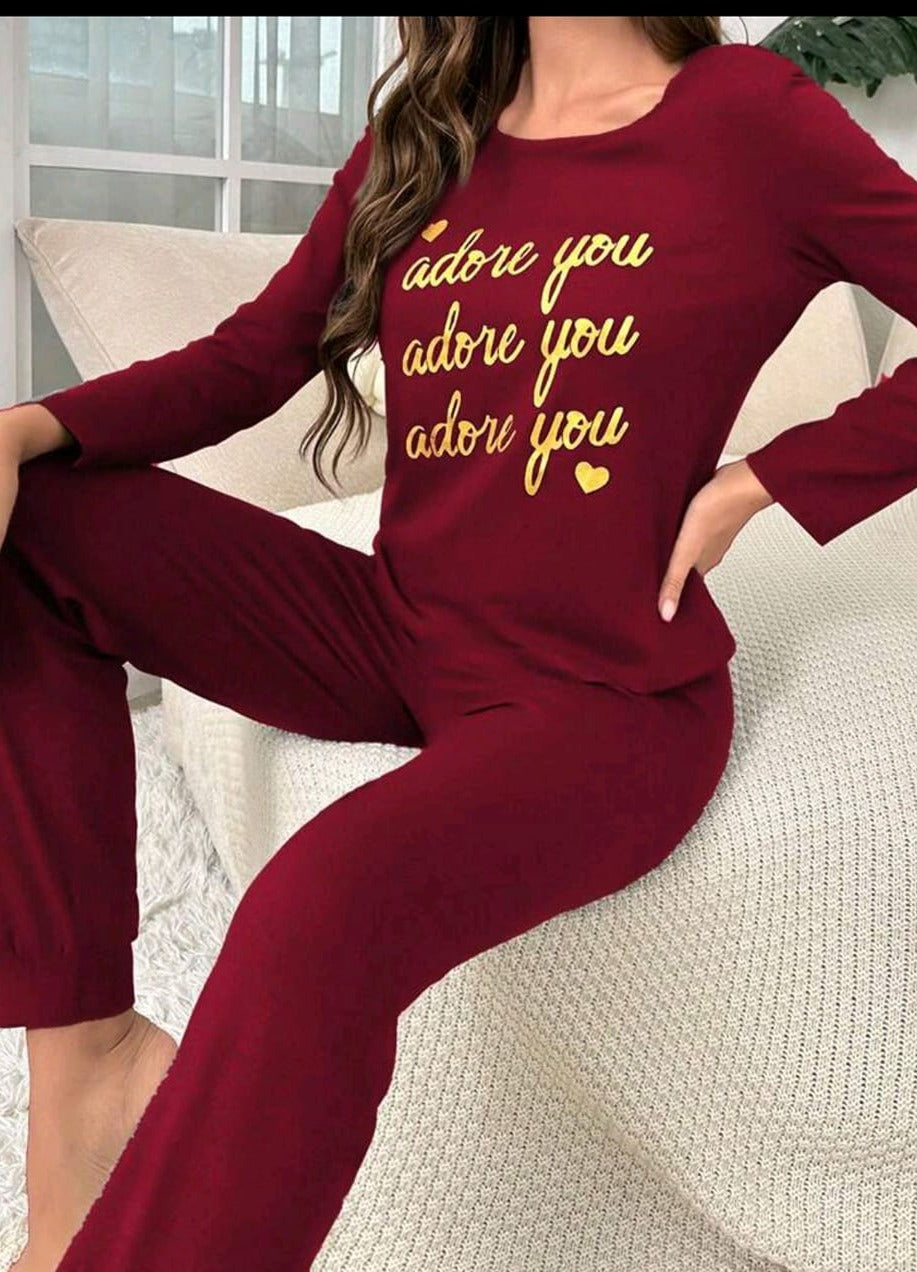 Soft Pajama Set Burgundy