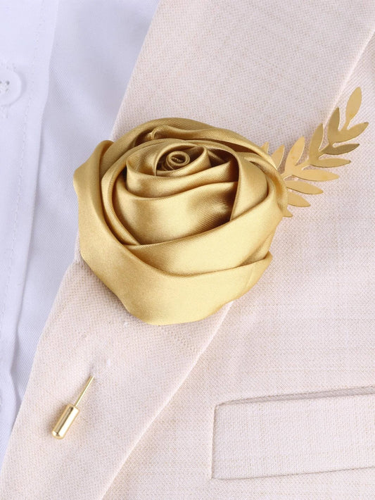 5pc Gold Flower Decor Boutonniere for groom