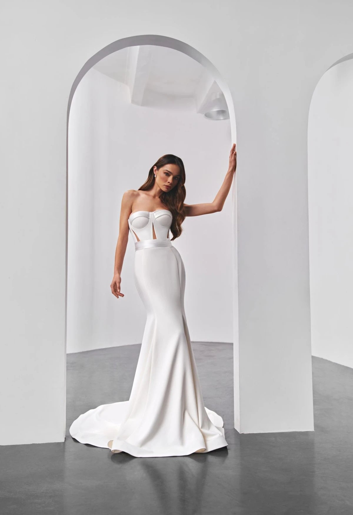 Tender Glow | Customised Pearl Beaded Pollardi Gown with Detachable Bow & Train