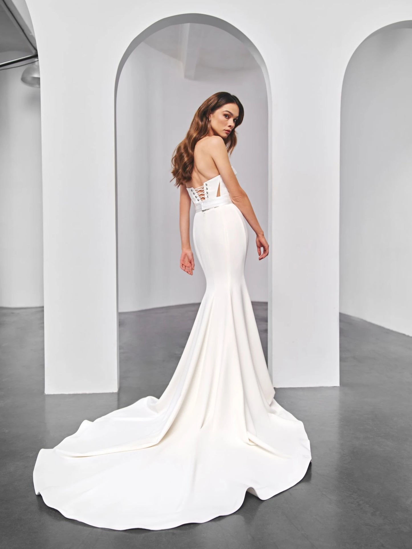 Tender Glow | Customised Pearl Beaded Pollardi Gown with Detachable Bow & Train