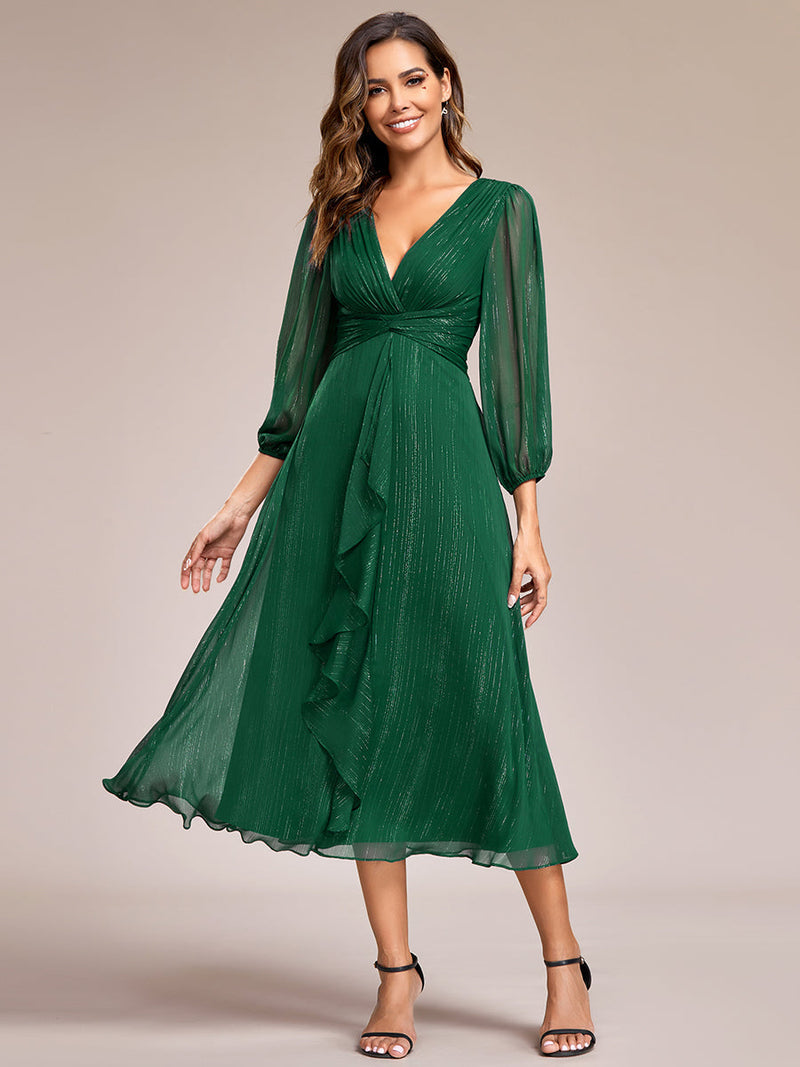 Wedding Guest Dress Chiffon with Long Sleeve