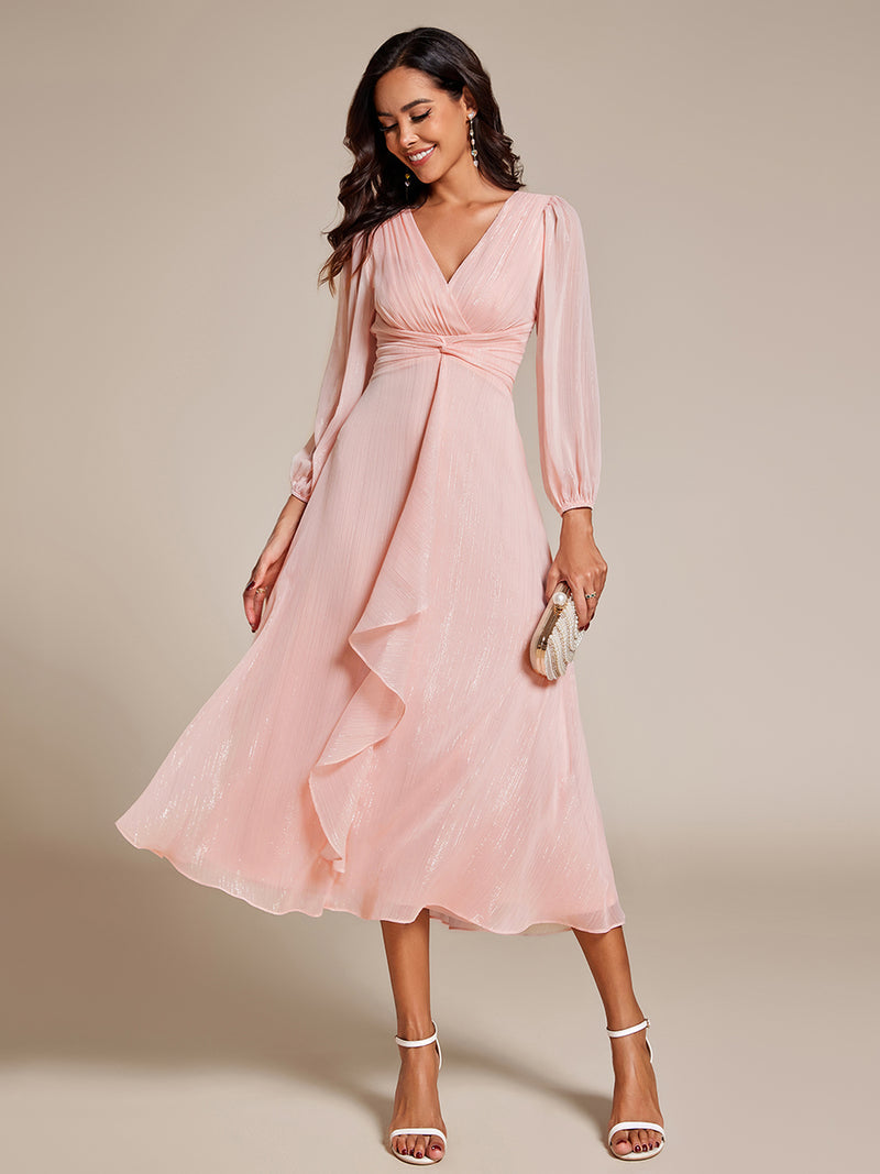 Wedding Guest Dress Chiffon with Long Sleeve