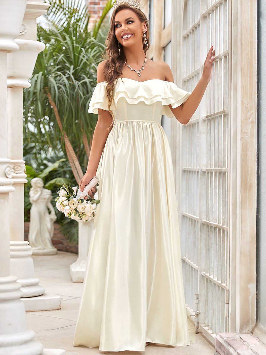 Ruffle Sleeves A-line Wedding Dress