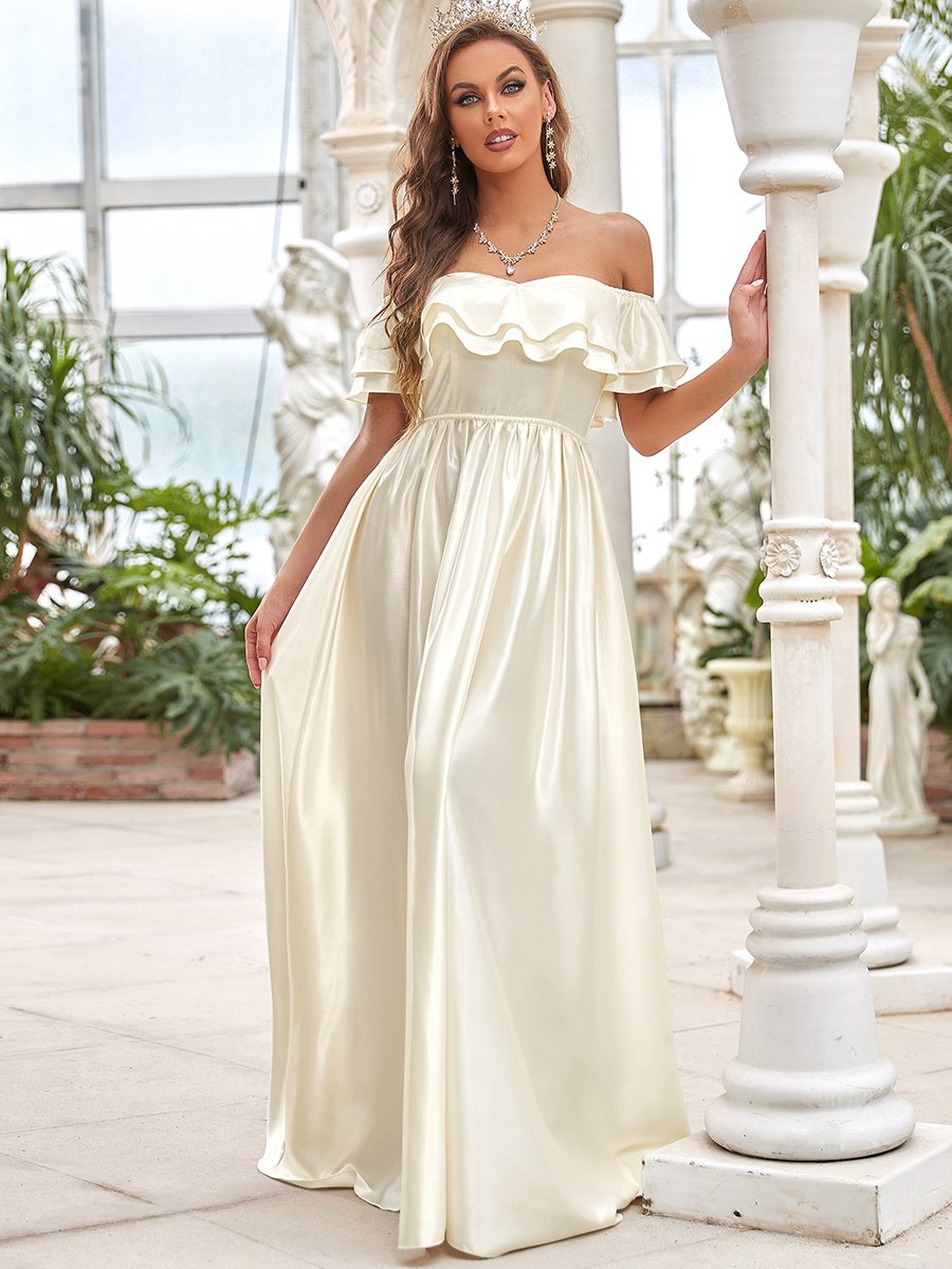 Ruffle Sleeves A-line Wedding Dress
